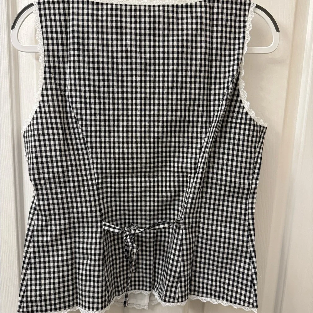 Reformation Amela Linen Top Remy Check
Gingham Black White - Picture 7 of 15
